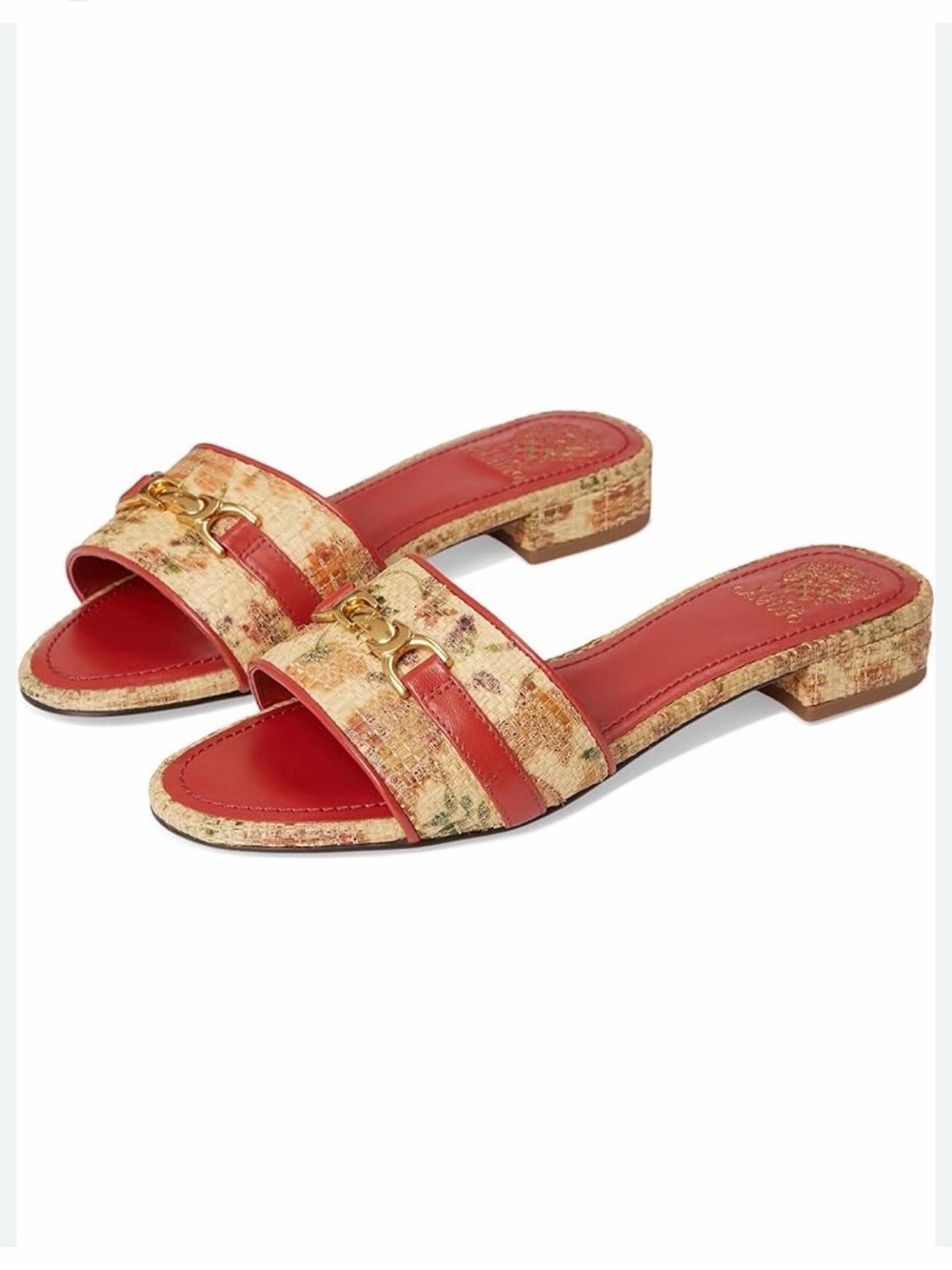 Vince Camuto Maxine Warm Tan/Salsa Slide Sandals 7